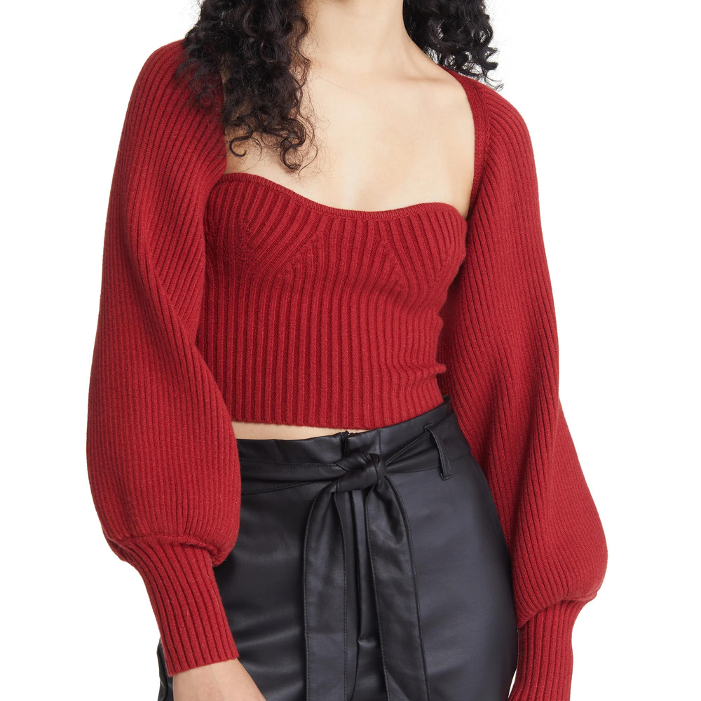 Lulus Twice the Love Rib Knit Tube Top & Bolero